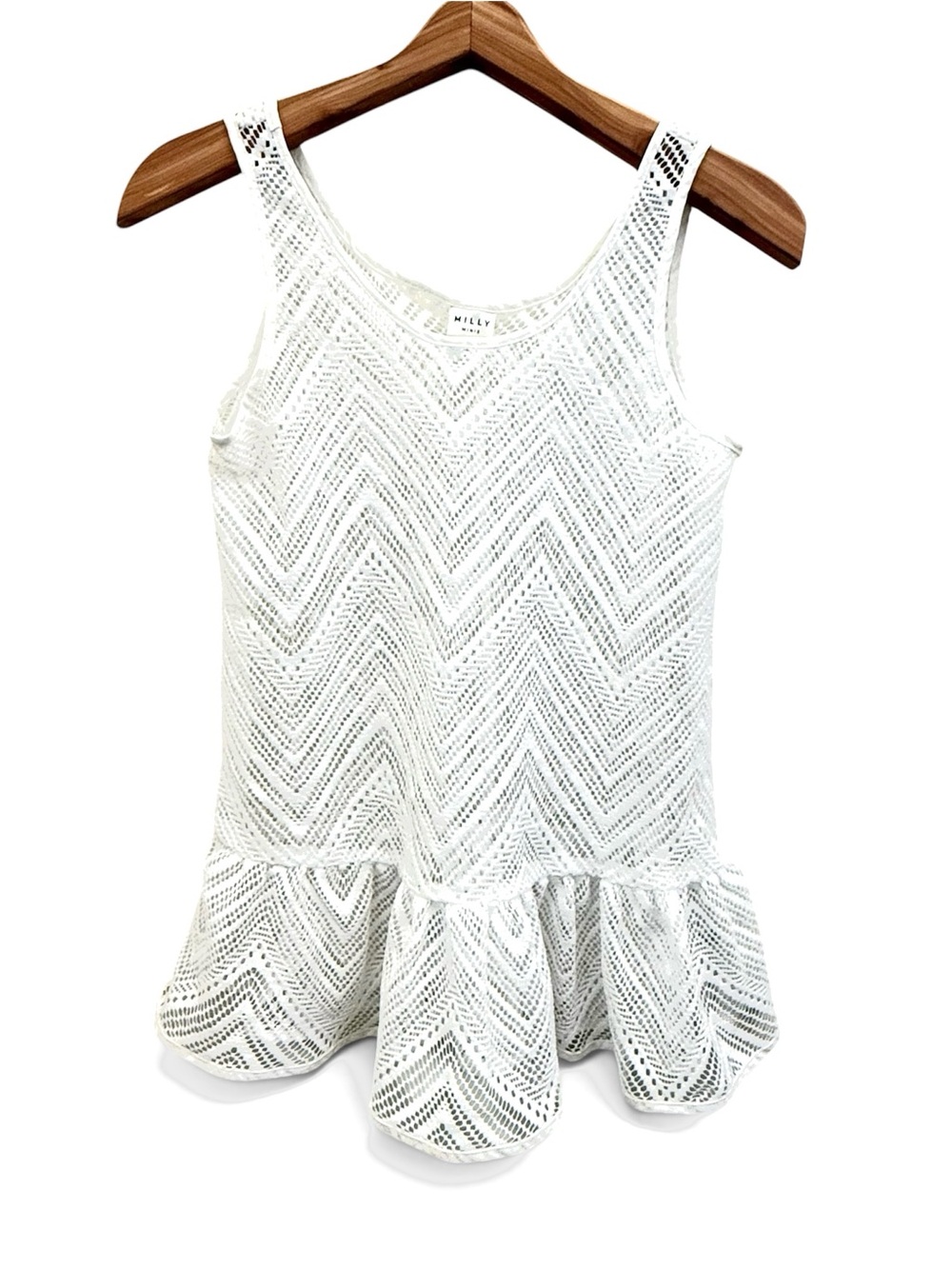 Milly Minis White Crochet Drop Waist Peplum Cover-up